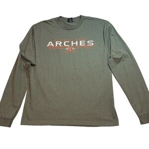Prairie Mountain Arches National Park T-shirt Olive Green Pullover Crewneck Tee
